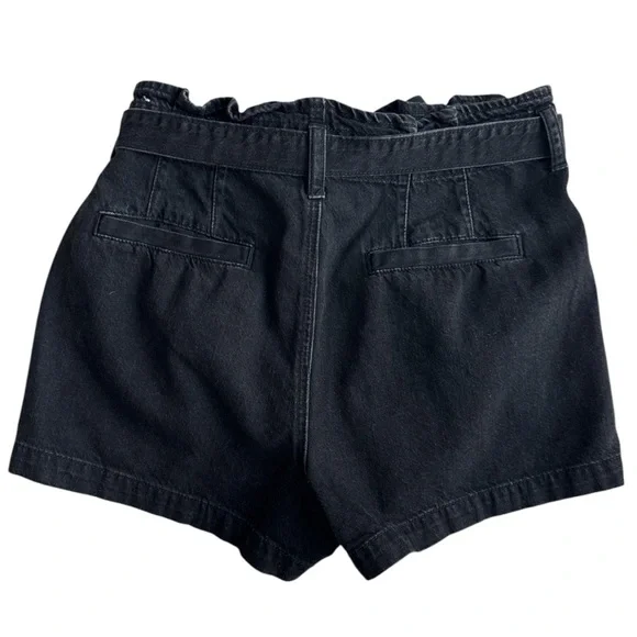 American Eagle Black Paperbag Denim Shorts Size 10 - Picture 2 of 6